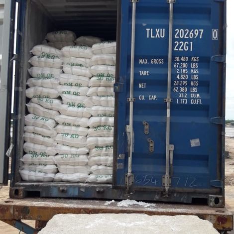 Salt stowed in containers