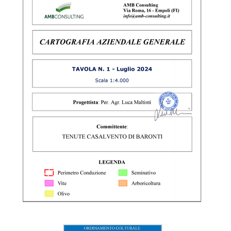 Agronomist certificates on how hectares Casalvento owns in Tuscany