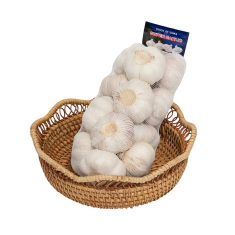 Normal white garlic packed in small mesh bag