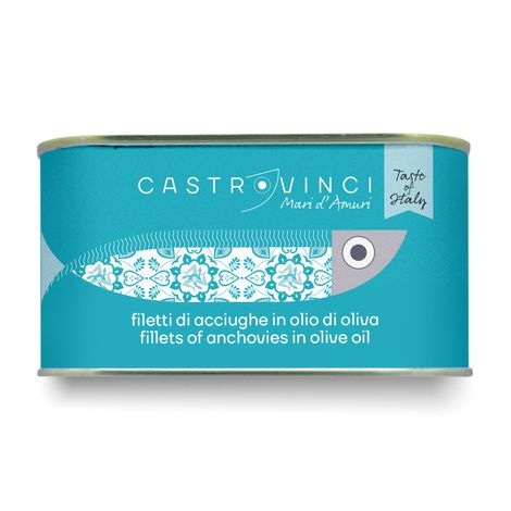 Anchovy fillets in olive oil in 600g metal tin