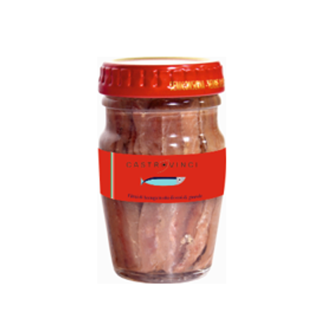 Anchovy fillets in sunflower oil in 80g jars