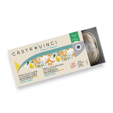 Sicilian anchovy fillets in extra virgin organic olive oil in 48g tin