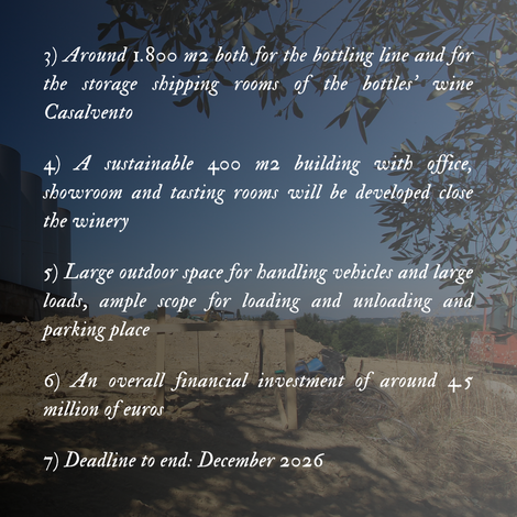Description of the project of new Casalvento winery started recently near the actual winery