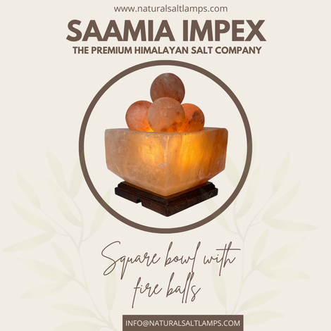 Square Fire Bowl Salt Lamps with 5 massage balls