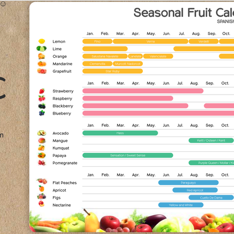 Organic fruit calendar / Spain