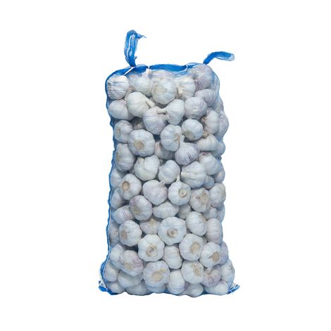 Normal white garlic packed in big mesh bag