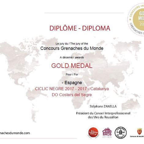 2022 - Grenaches du Monde - Gold Medal for Ciclic Red 2017