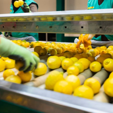 Sorting and selecting lemons, watching out for any damage on the surface