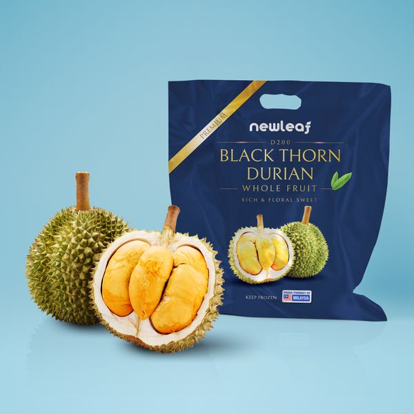 Nitrogen Frozen D200 Black Thorn Durian Wholefruit from 말레이시아 supplied by Newleaf Manufacturing Sdn Bhd - IQF (=Individual Quick Freezing) 냉동 두리안