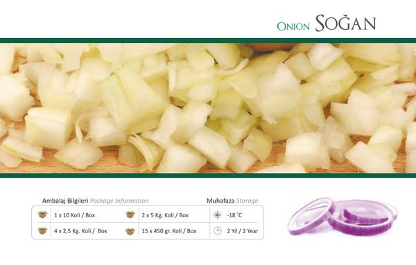 Frozen Onion from Turkiye supplied by Muti Gida - Sliced Fresh Onion