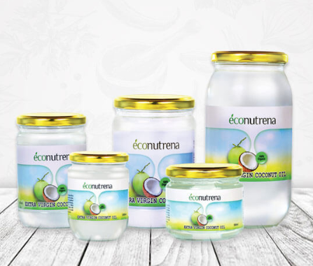 Organic Extra Virgin Coconut Oil from 스리랑카 supplied by JAINDI EXPORT - ECONUTRENA - Glass Jar (=Glass Bottle) 기타 코코넛 오일