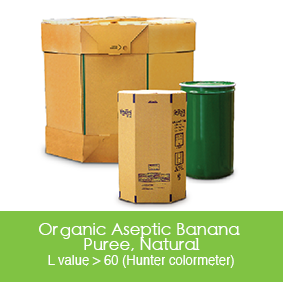 Organic Aseptic Banana Puree from 코스타리카 supplied by Paradise Ingredients - Carton Box (=Cardboard Box) 신선 바나나