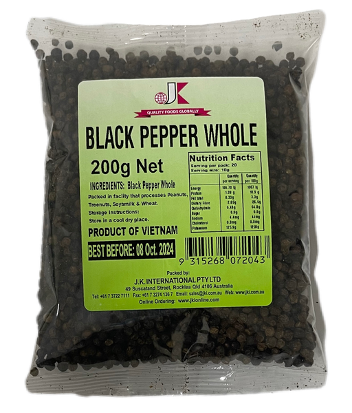 Whole Black Pepper from Australia supplied by J.K International Pty Ltd - Black Whole Black Peppercorn