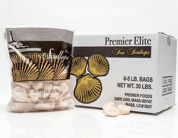 Scallops from 미국 supplied by Premier Foods, Inc. - Meat Only (=Shelled=Shucked) 냉동 가리비