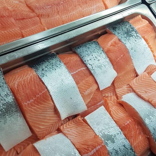 Fresh Salmon Skin on Bone out from 뉴질랜드 supplied by Guyton Fisheries Limited - Boneless (=Without Bone=Deboned) 연어