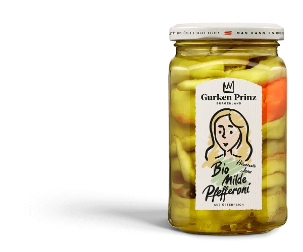Organic mild peppers from 오스트리아 supplied by Sudobst Stegersbach - 식초 절임(피클) 통조림 또는 병에 든 고추