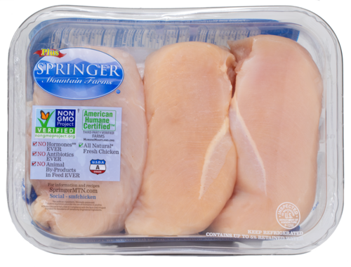 Boneless Skinless Breasts from 미국 supplied by Springer Mountain Farms - Skinless (=Without Skin) 닭고기 가공품