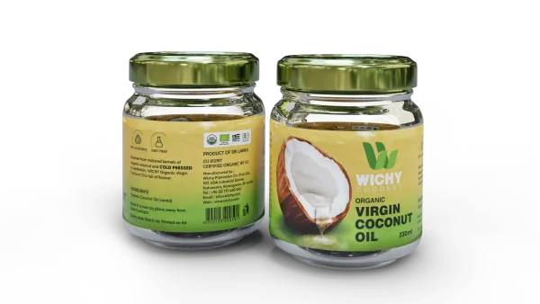 Organic Virgin Coconut Oil from 스리랑카 supplied by Whichy Plantation Co. (Pvt) Ltd. - Glass Jar (=Glass Bottle) 기타 코코넛 오일