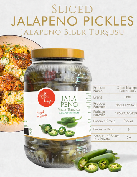 Jalapeno from 튀르키예 supplied by Lin-Fa Gida Hayvancilik Ve Seracilik Sanayi Ve Ticaret Limited Sirketi - Sliced 통조림 또는 병에 든 할라피뇨