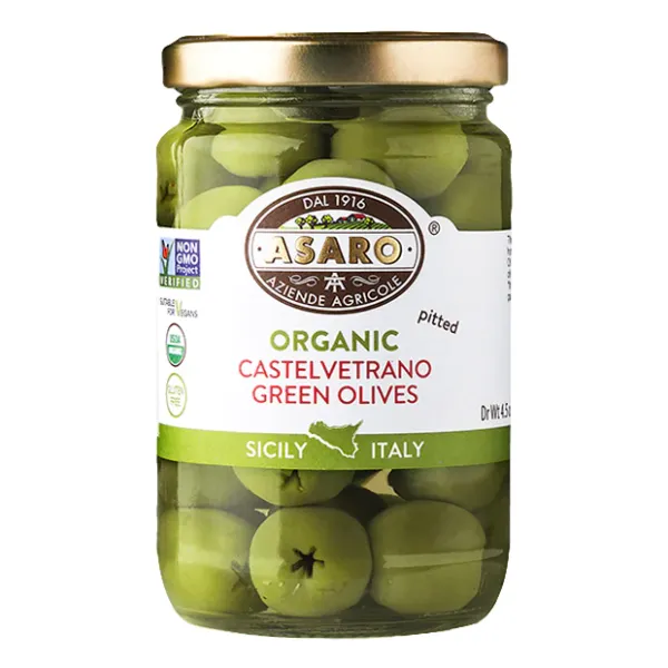 Organic Castevetrano Green Olives from United States supplied by DI STEFANO CHEESE CO - Pitted Olive