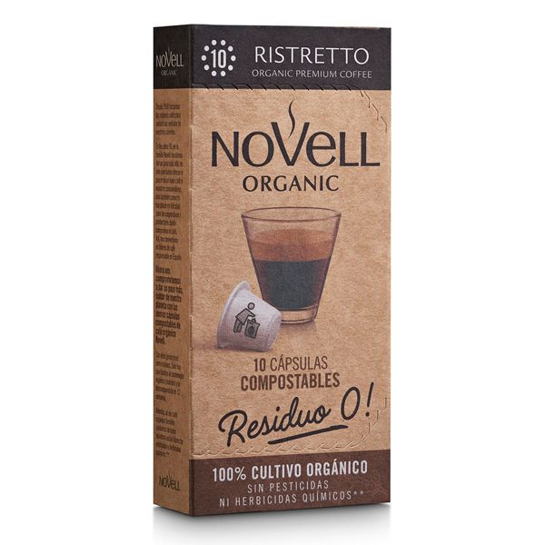 NO WASTE RISTRETTO CAPSULES (10u): 100% COMPOSTABLE AND COMPATIBLE WITH NESPRESSO from Spain supplied by Cafes Novell - Organic Roasted Coffee Beans