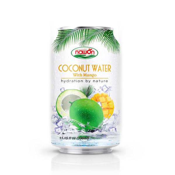 11.15 fl oz NAWON 100% Pure Coconut water with Mango from Vietnam supplied by Nawon Food and Beverage Company Limited - Non-GMO Coconut Water