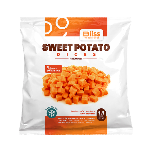 Sweet Potato Dices from 코스타리카 supplied by Bliss Frozen Foods - Orange Flesh - Beauregard 고구마 가공품