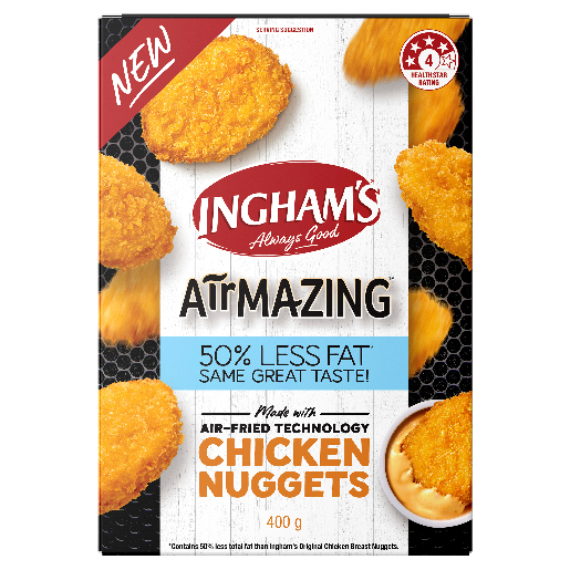 Ingham’s Airmazing Chicken Nuggets from 호주 supplied by Ingham's Chicken - With Skin (=Skin On) 닭고기 가공품