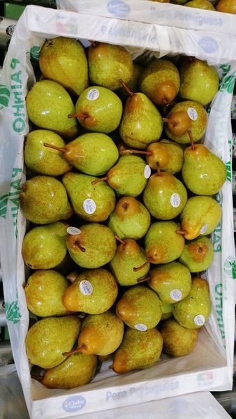 Rocha Pear from Portugal supplied by Painho Pera Portuguesa - Plastic Punnets (=Clamshells) Fresh Pear