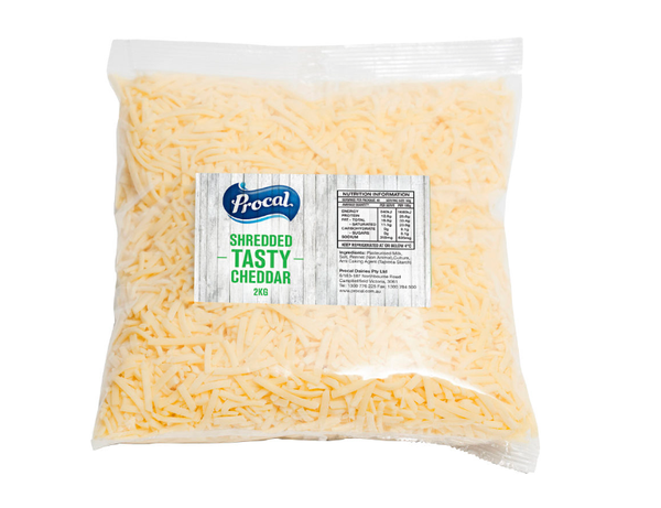 Shredded Tasty Cheddar from Australia supplied by Procal - Grated Cheddar Cheese
