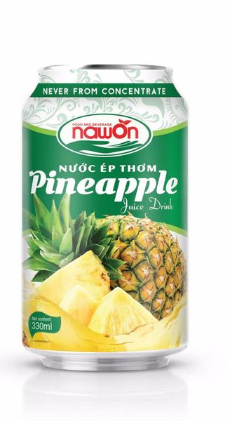 pineapple juice 330 ml,FOB price 5.2usd/tray/24cans fruit juice in can from viet nam, fresh fruit juice from 베트남 supplied by Nawon Food and Beverage Company Limited - Non-GMO 파인애플주스