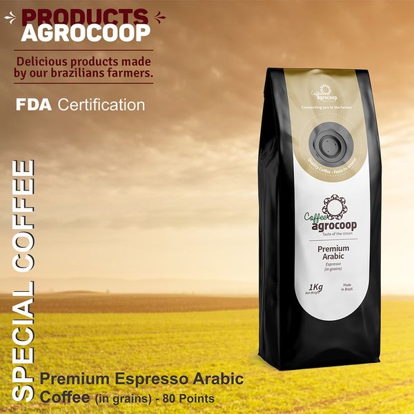 Premium Espresso Arabic Coffee from 브라질 supplied by Agrocoop - Powder 생원두