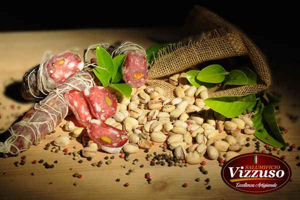 Pistachio Salami from 이탈리아 supplied by Salumificio Vizzuso - Pork Sausage - Kabanos (=Kabanosy) 살라미