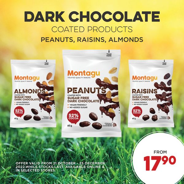 Dark Chocolate Coated Peanuts from South Africa supplied by Montagu Snacks - Dark Chocolate Canned or Jarred Peanut