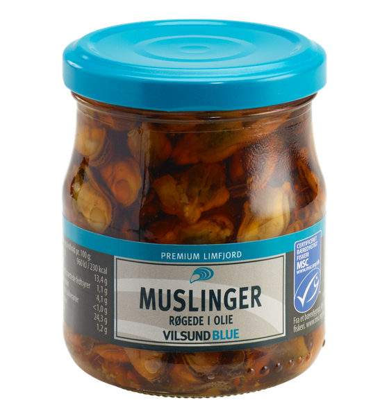 Smoked Mussels in Oil from 덴마크 supplied by Vilsund Blue - Blue Mussel (=Mytilus edulis) 홍합 통조림