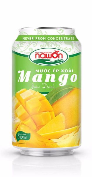 Mango juice 330 ml,FOB price 5.2usd/tray/24cans fruit juice in can from viet nam, fresh fruit juice from 베트남 supplied by Nawon Food and Beverage Company Limited - Non-GMO 망고주스
