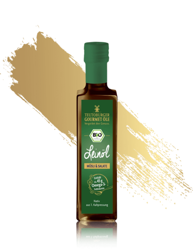 Linseed Oil from Germany supplied by Teutoburger Ölmühle GmbH - Glass Jar (=Glass Bottle) Linseed Oil
