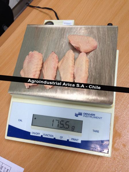 Frozen Chicken Mid Joint Wings Grade A from 칠레 supplied by Agroindustrial Arica S.A - Carton Box (20kg) (=Cardboard Box) 냉동 미절단 닭고기