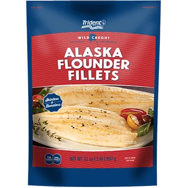 Pacific Flounder Fillet from United States supplied by Trident Seafoods - Boneless (=Without Bone=Deboned) Frozen Flounder