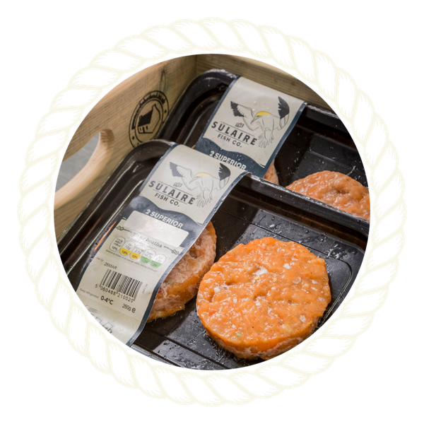 Salmon Burgers from 영국 supplied by The Sùlaire Fish Company Limited - Seasoned 연어 가공품