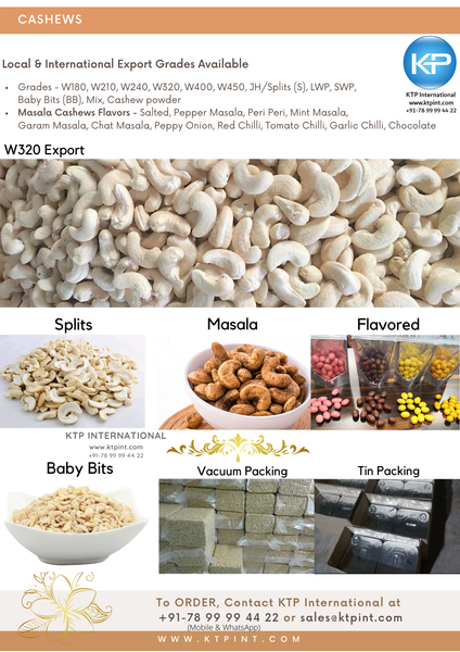 Cashew Nuts from 인도 supplied by KTP International India - Cashew Nut 캐슈너트 알맹이