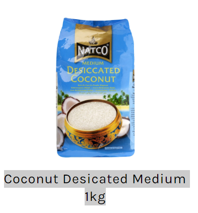 Coconut Desicated Medium 1kg from United Kingdom supplied by NATCO FOODS LTD - Desiccated Other Fresh Coconut
