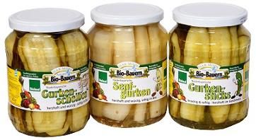 Pickled Cucumber Sticks from 독일 supplied by Biohof Laurer - Small-Medium 오이 가공품