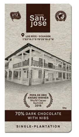 70% Dark Chocolate + Nibs from Ecuador supplied by Hacienda San Jose - Dark Chocolate Chocolate