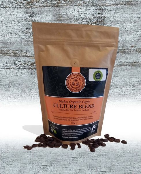 Blakes Culture Blend Organic Whole Bean Coffee Catering Pack 1Kg from Ireland supplied by Blakes Always Organic Food Company - 1Kg Raw Common Coffee Bean