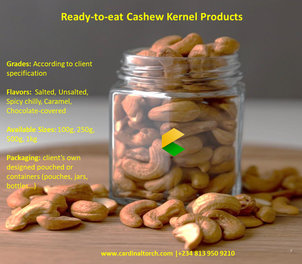 Ready-to-eat Cashew Kernel Products from 나이지리아 supplied by Cardinal Torch Company Limited - WW320 (=White Wholes 320) 캐슈너트 알맹이