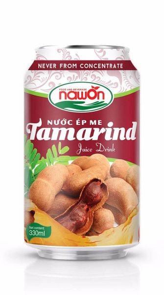 Tamarind juice 330 ml,FOB price 5.2usd/tray/24cans fruit juice in can from viet nam, fresh fruit juice from 베트남 supplied by Nawon Food and Beverage Company Limited - Costus pictus (=Spiral Ginger=Insulin plant) 기타 주스 상품