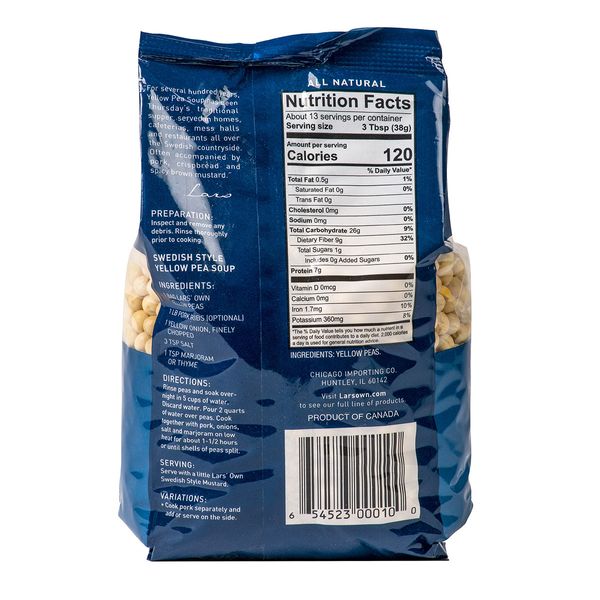Lars Own Yellow Peas from 미국 supplied by Chicago Importing Company - 노란 완두 말린 일반 콩