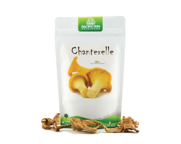Dried Chanterelle Mushroom from Canada supplied by Pacific Rim Mushrooms - Yellow Chanterelle Mushroom