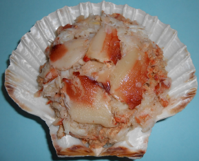Crab meats presented in a scallop shell from 영국 supplied by Jonas Seafoods - Normal 게살